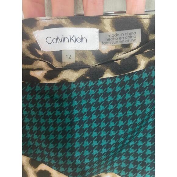Calvin Klein Wrap Skirt size 12 Multicolor Patchwork Leopard Floral Y2K Boho - Picture 7 of 9